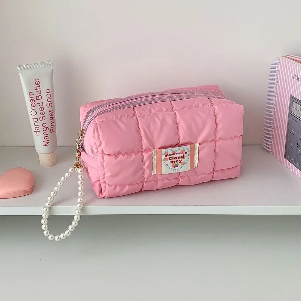 

Pen Bag Korean Style Stationery Bag Quilted Storage Bag Candy Color Korean Pencil Case Aesthetic Large Capacity Pencil Pouch