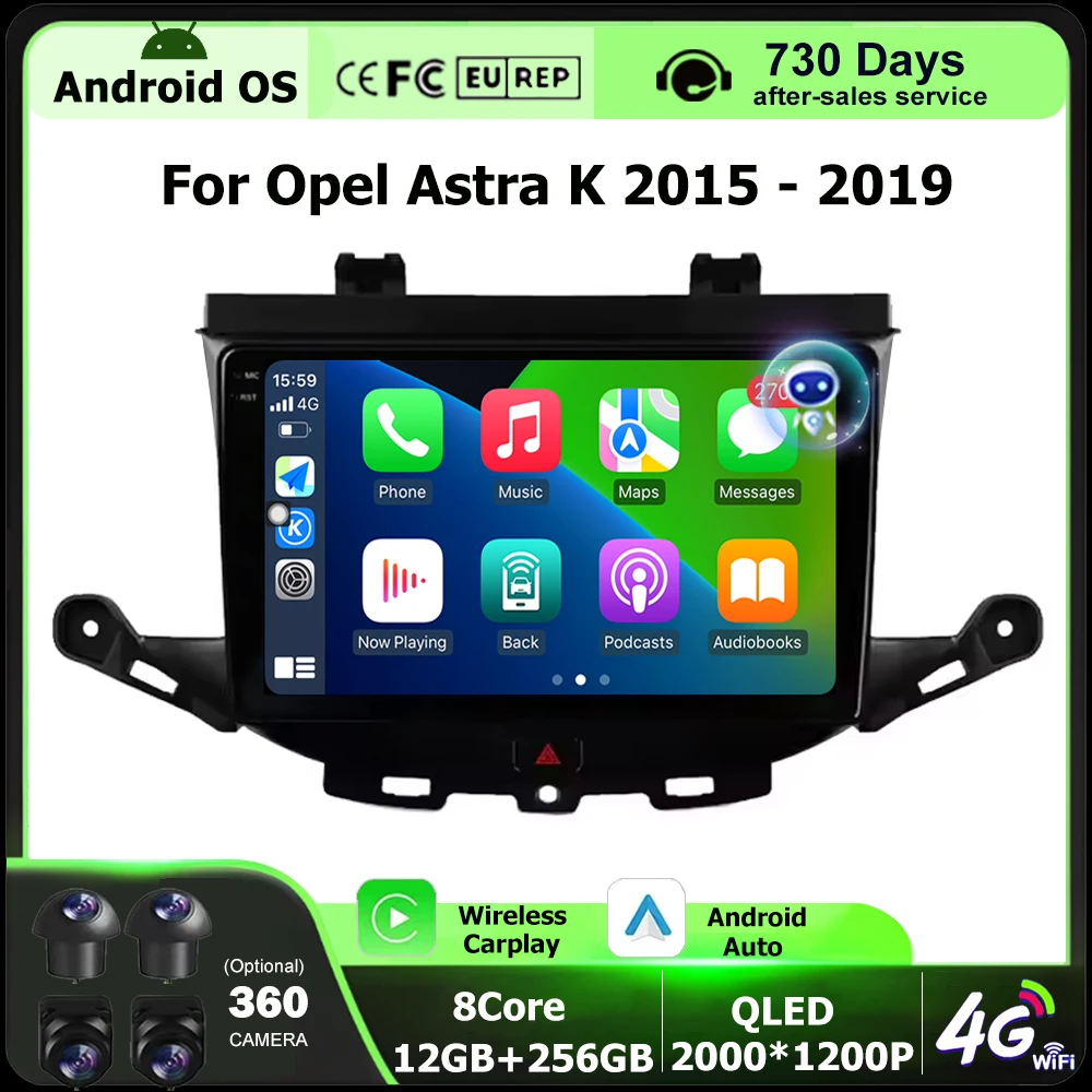 Carplay Android 16 Auto For Opel Astra K 2015 2016 2017 2018 2019 Car Radio Multimedia Video Player GPS Navigation BT DSP