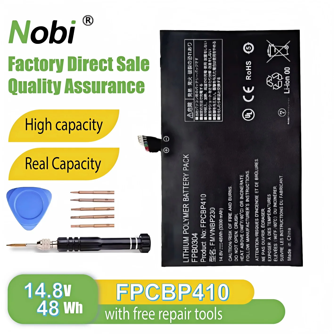 

Nobi FPCBP410 FMVNBP230 FPB0304 battery for Fujitsu LifeBook UH554 UH574 U554 U574 series （48Wh 14.8V）