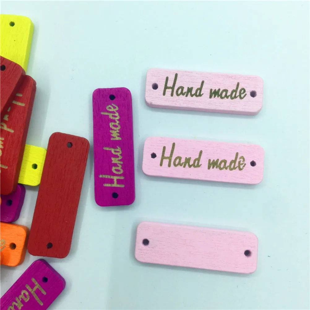 50Pcs Wood Hanging Tags Handmade Painted Smooth Wooden Labels for DIY Crafts Scrapbooking Embellishments Square Wood Slices