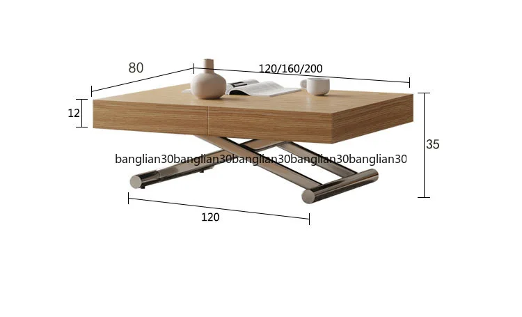 Telescopic Coffee Table Becomes An Integrated Dining Table, Dual-purpose Stainless Steel Feet, Multi-functional Movable Small