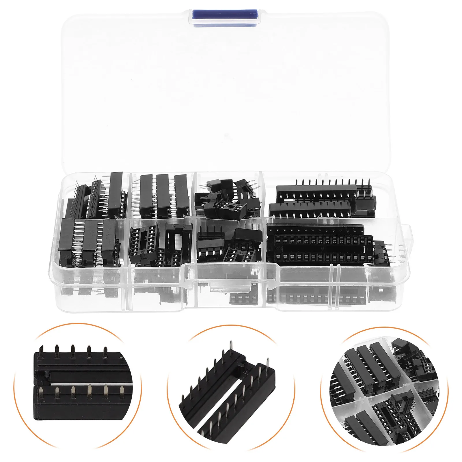 Juego de Sockets para Circuitos Integrados, DIP de 6, 8, 14, 16, 18, 20, 24, 28 Pines, Negro, Base Hueca para Microcontroladores, Soporte para Chips IC, Disipador de Calor