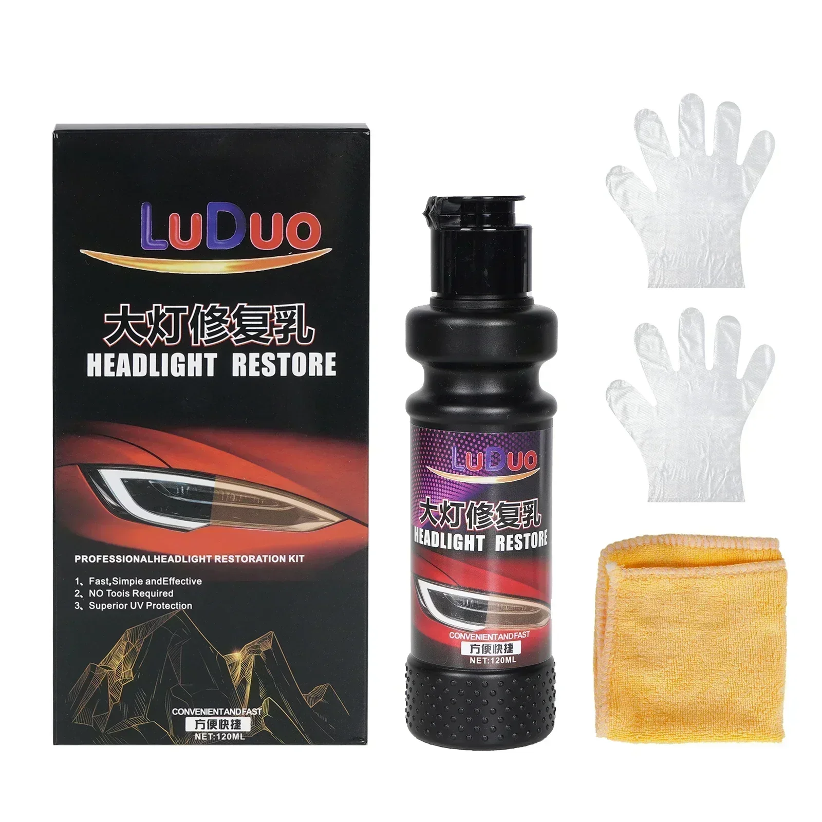 

Car Headlight Restore Light Polish Repair Renovate Yellowing Remover Polishing Fluid Headlight Restoration Kit Auto Accessories