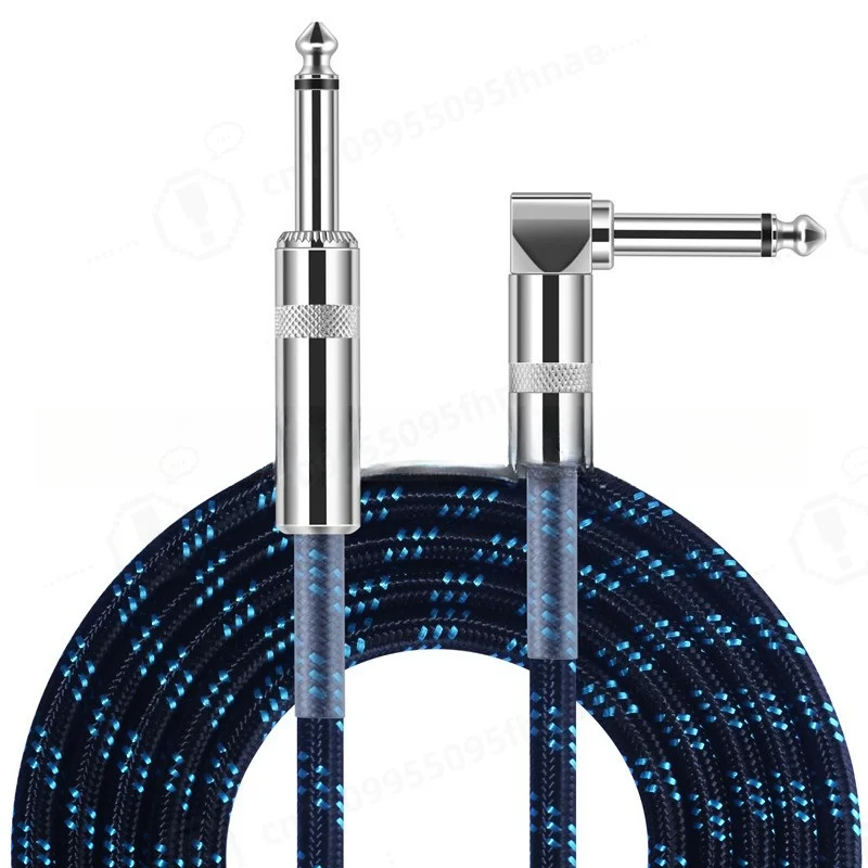 6.35mm Braided Instrument Cable Copper Aluminum Alloy Wire Right Angle Plug For Electric Guitar Bass