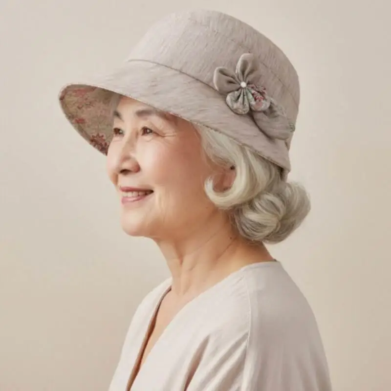 summer-casual-thin-cap-for-middle-aged-and-elderly-women-duckbill-hat-octagonal-mom-hat-old-lady-hat-adjustable-round-top-hat
