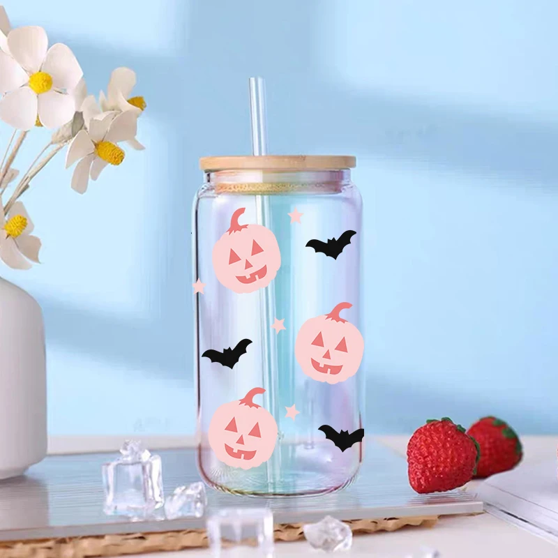 3D UV DTF Transfers Stickers 16oz Cup Wraps Spooky Season Halloween Printed For DIY Glass Ceramic Metal Leather Etc. D5292