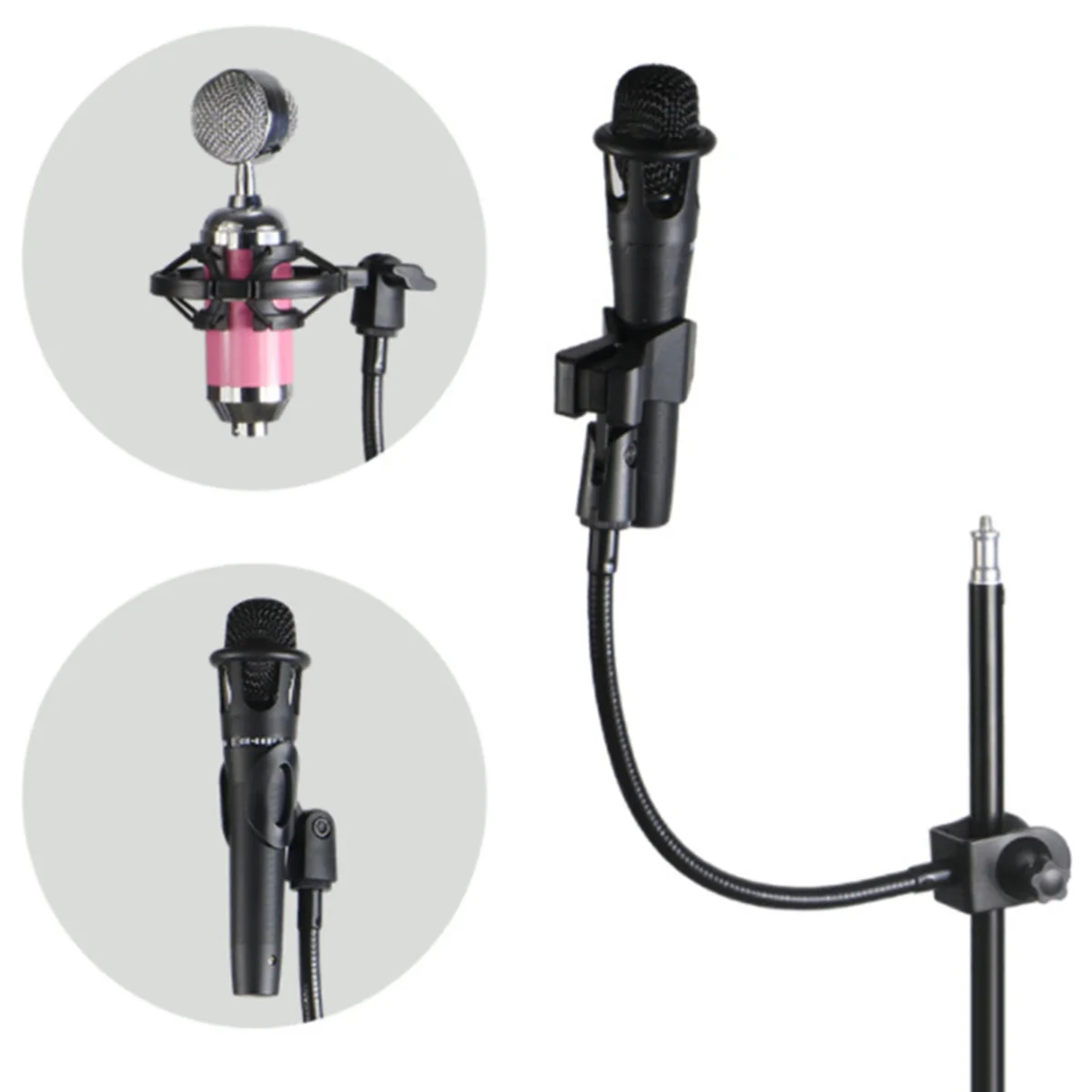 B74A 4X Flexible Gooseneck Microphone Stand with Desk Clamp for Radio Broadcasting Studio, Live Broadcast Equipment