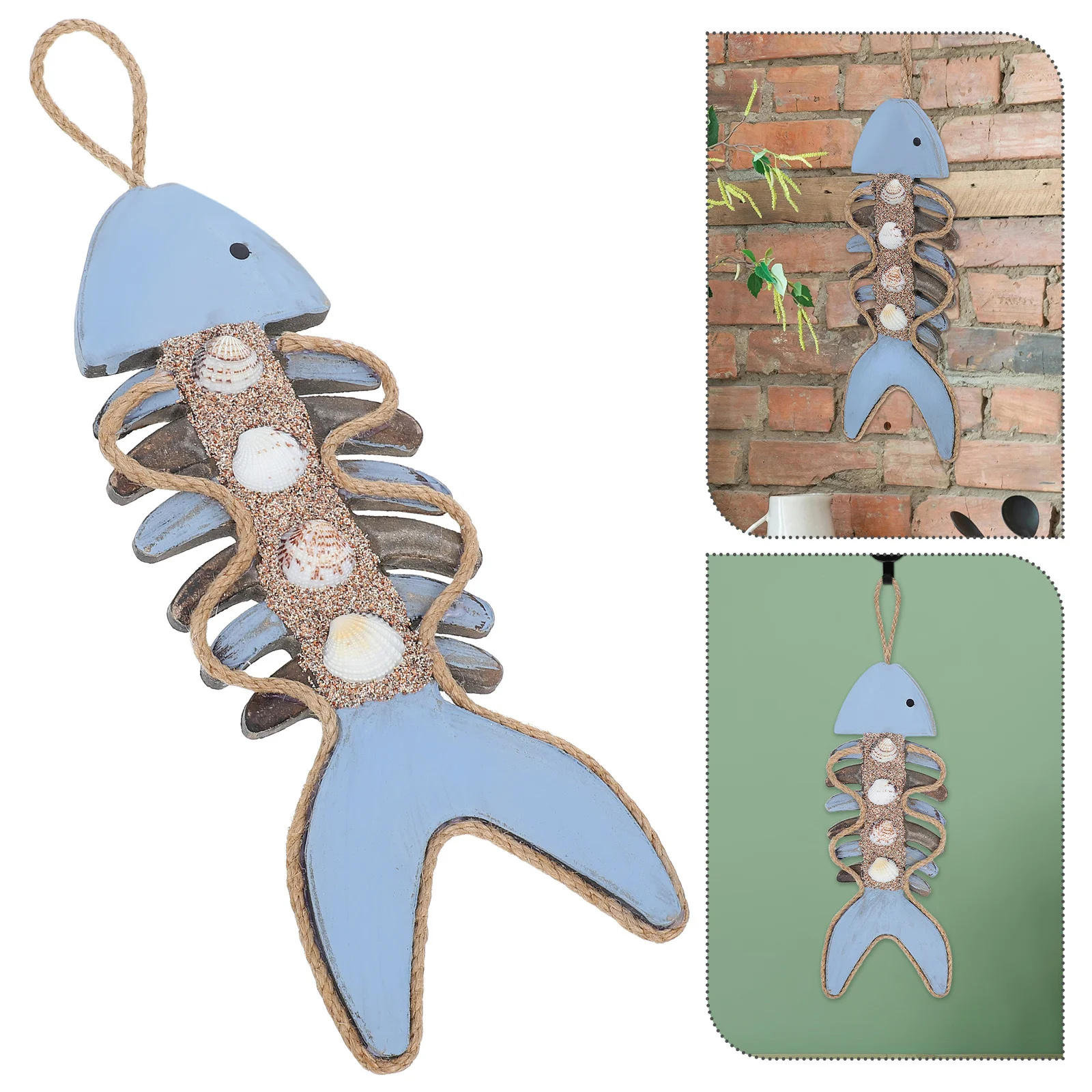 

Fish Bone Wall Decor Mediterranean Style Nautical Hanging Home Beach Theme Coastal Ornament Living Room Bedroom Entryway Wood
