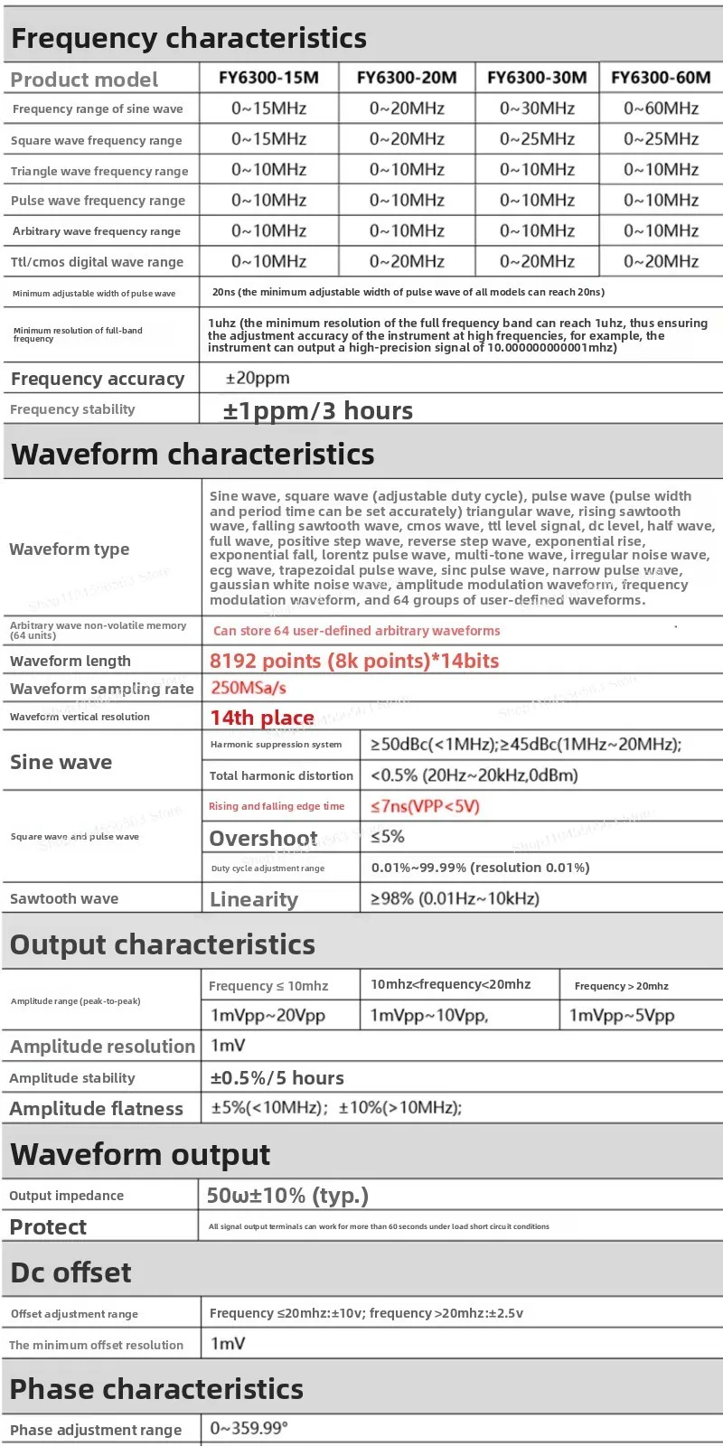 ​ ​ FY6300/FY2300 مولد وظيفة DDS ثنائي القناة، مصدر إشارة الموجي التعسفي مع عداد التردد