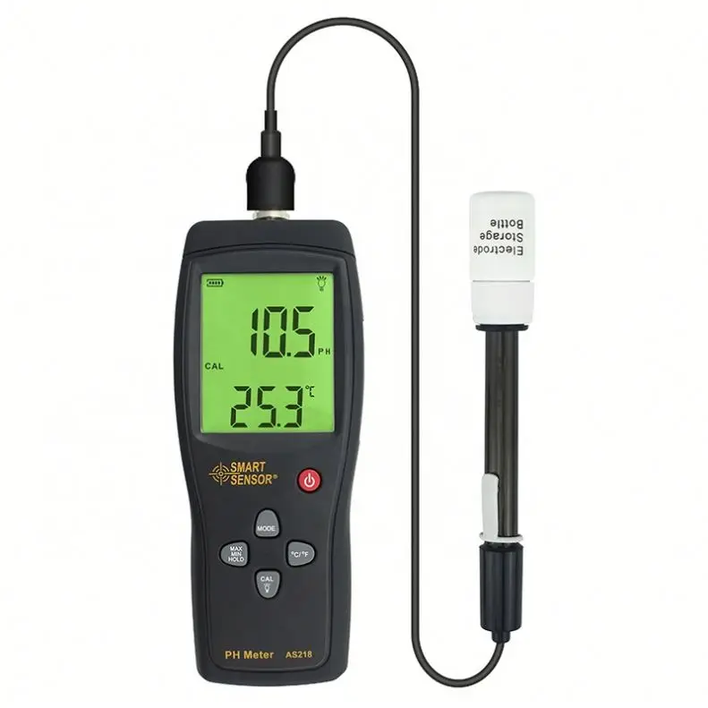Smart Sensor AS218 Digital Portable PH Meter 0.00~14.00pH Soil & Water Quality Tester Acidometer OEM