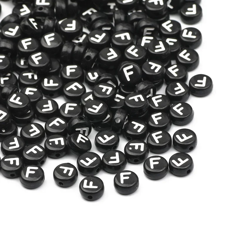 100-500PCS Schwarz Runde Acryl Buchstaben Perlen A-Z Alphabet Lose Perlen Für Schmuck Machen DIY Halskette Armband handgemachte Handwerk – Detail 8