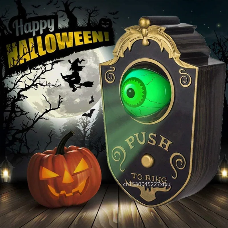 Halloween Decoration One eyed Doorbell Horror Props Glowing Hanging Piece Door Hanging Plastic Doorbell Eyeball Bell Decor Gift