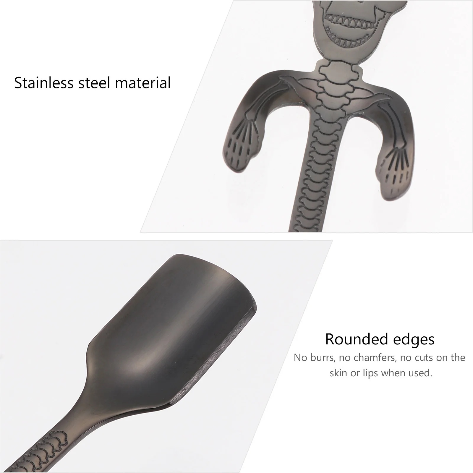 

2pcs Stainless Steel Skull Creative Coffee Dessert Spoon Corrosion Resistant Kitchen Spoon For Home Office Coffee House