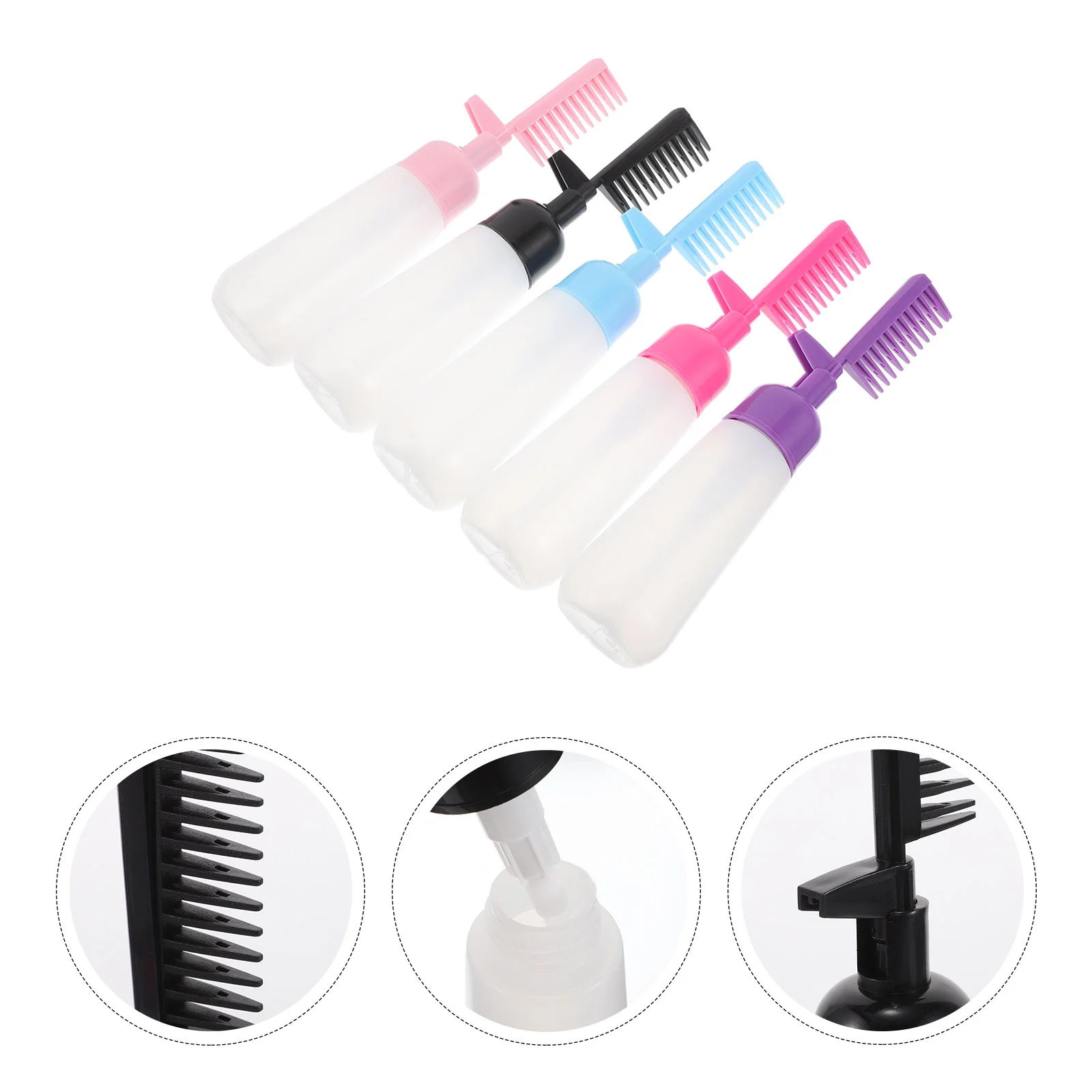 

5 Pcs Hair Dye Shampoo Bottle Oils Applicator Root Comb Oiling Beauty Tools Care