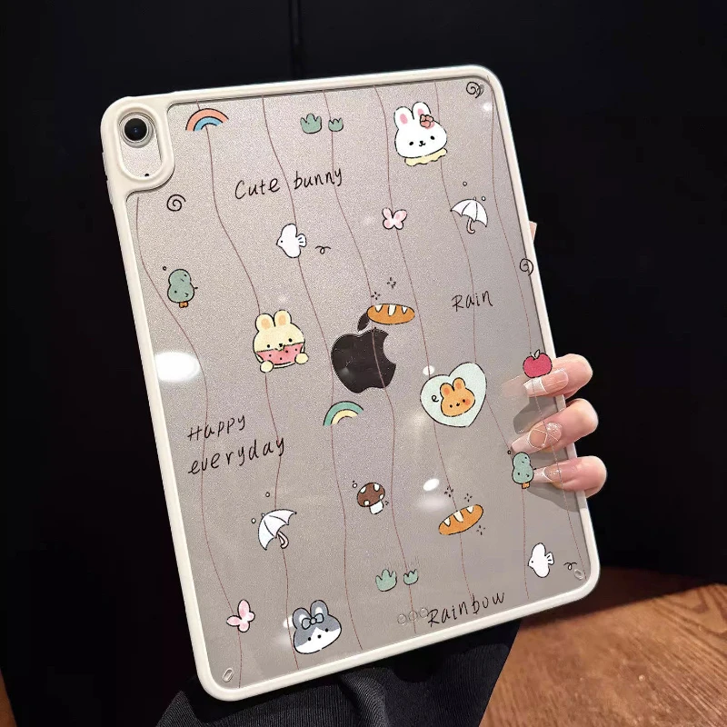 

Wave Line Rabbit Tablet Case For iPad Pro 11 12.9 13 A16 M2 M4 M3 M5 Shell 8.3 9.7 10.2 5/6/7/8/9/10/11th Mini Air 3 4 5 6 Cover