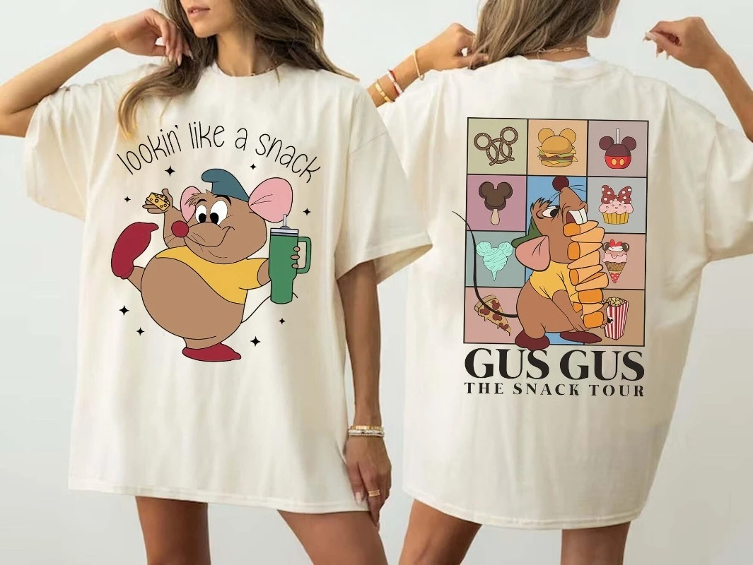 Camiseta de cartón de Disney para mujer, camiseta de Gus Gus Gus, camiseta de viaje de Disneyland, camiseta de Cenicienta Gus Gus