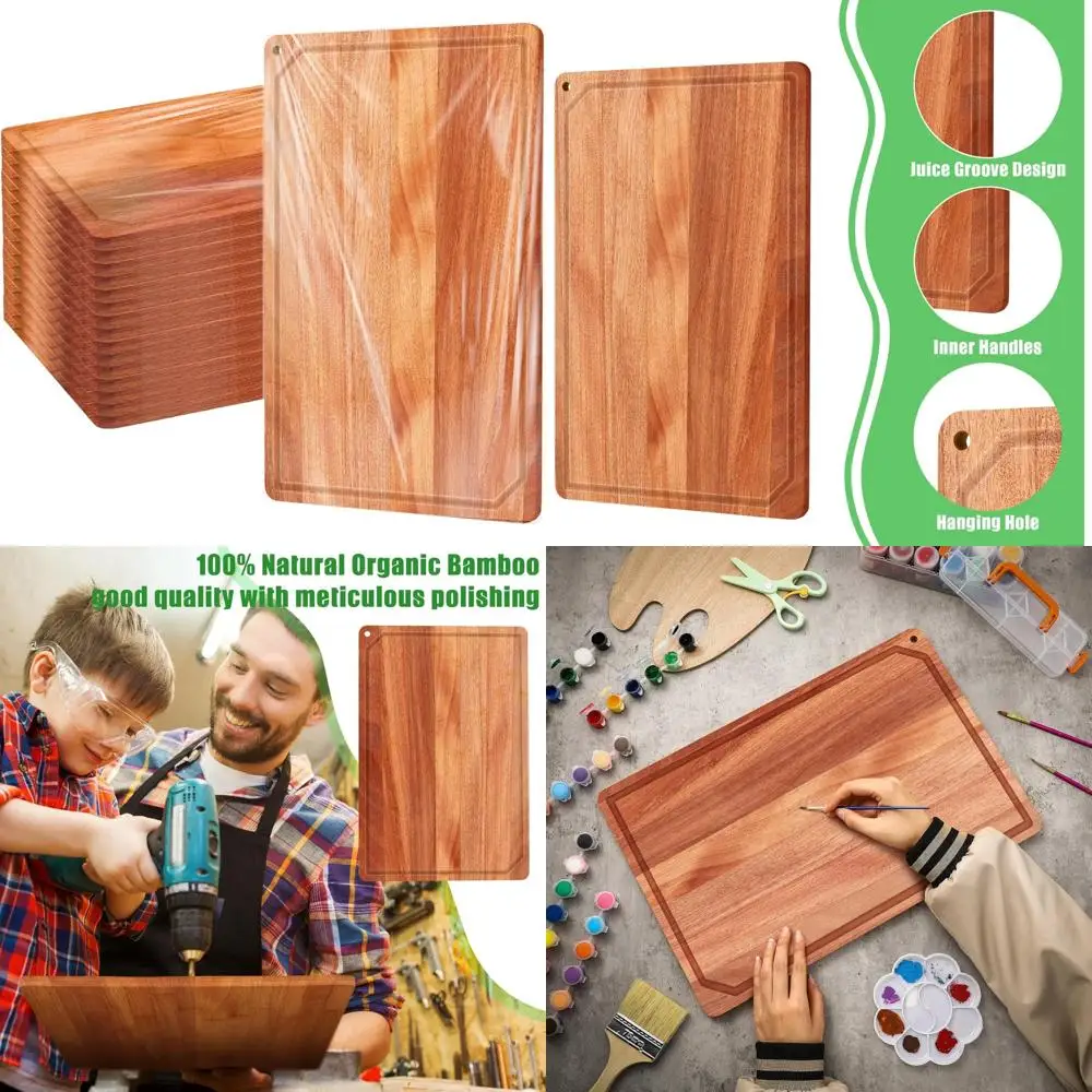 

"12-Piece Large Heavy Duty Wood Cutting Board Set with Juice Groove for Kitchen and Housewarming Gifts"
