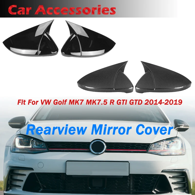 

Rhyming Wing Mirror Cover Rearview Mirror Caps Casing OX Horn Style Fit For VW Golf MK7 MK7.5 R GTI GTD 14-19 Car Accessories