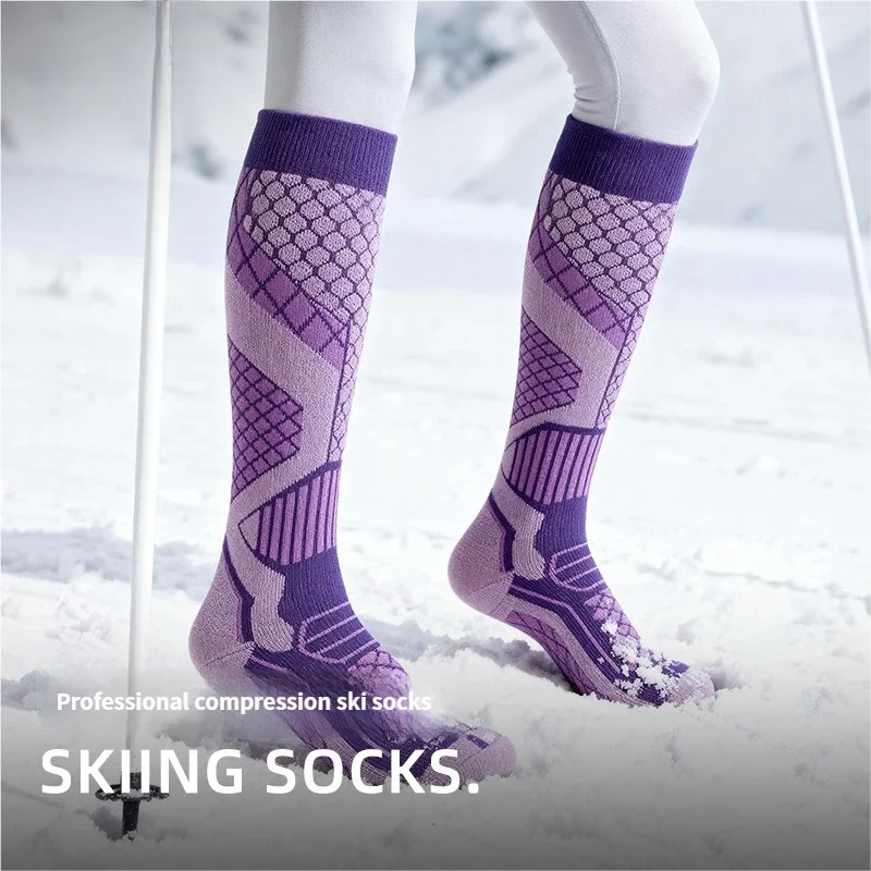 جوارب تزلج حرارية شتوية للرجال والنساء - مقاومة للرياح، سريعة الجفاف، دفء سميك لركوب الدراجات وتسلق الجبال والرياضات الخارجية