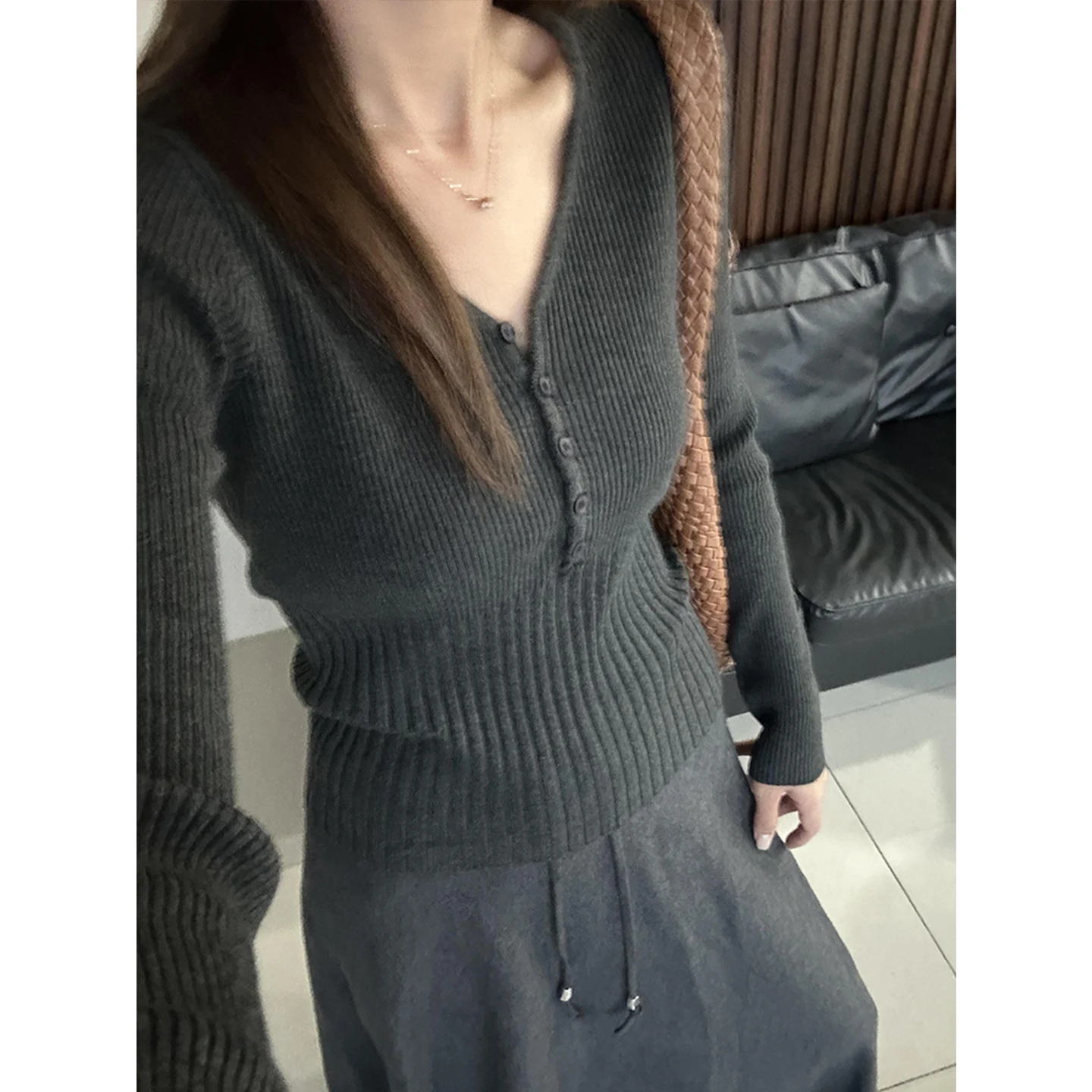 Camisola de malha feminina pullovers nova manga longa com decote em v preto camisola de malha pulôver feminino topos malhas sueters de mujer q976