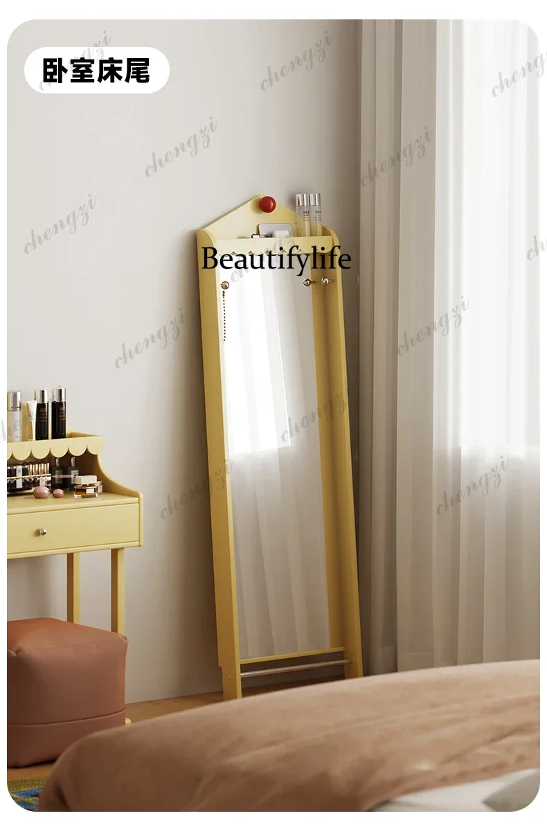 Floor-to-ceiling full body design living room wall-mounted full-length mirror household small apartment bedroom solid wood high