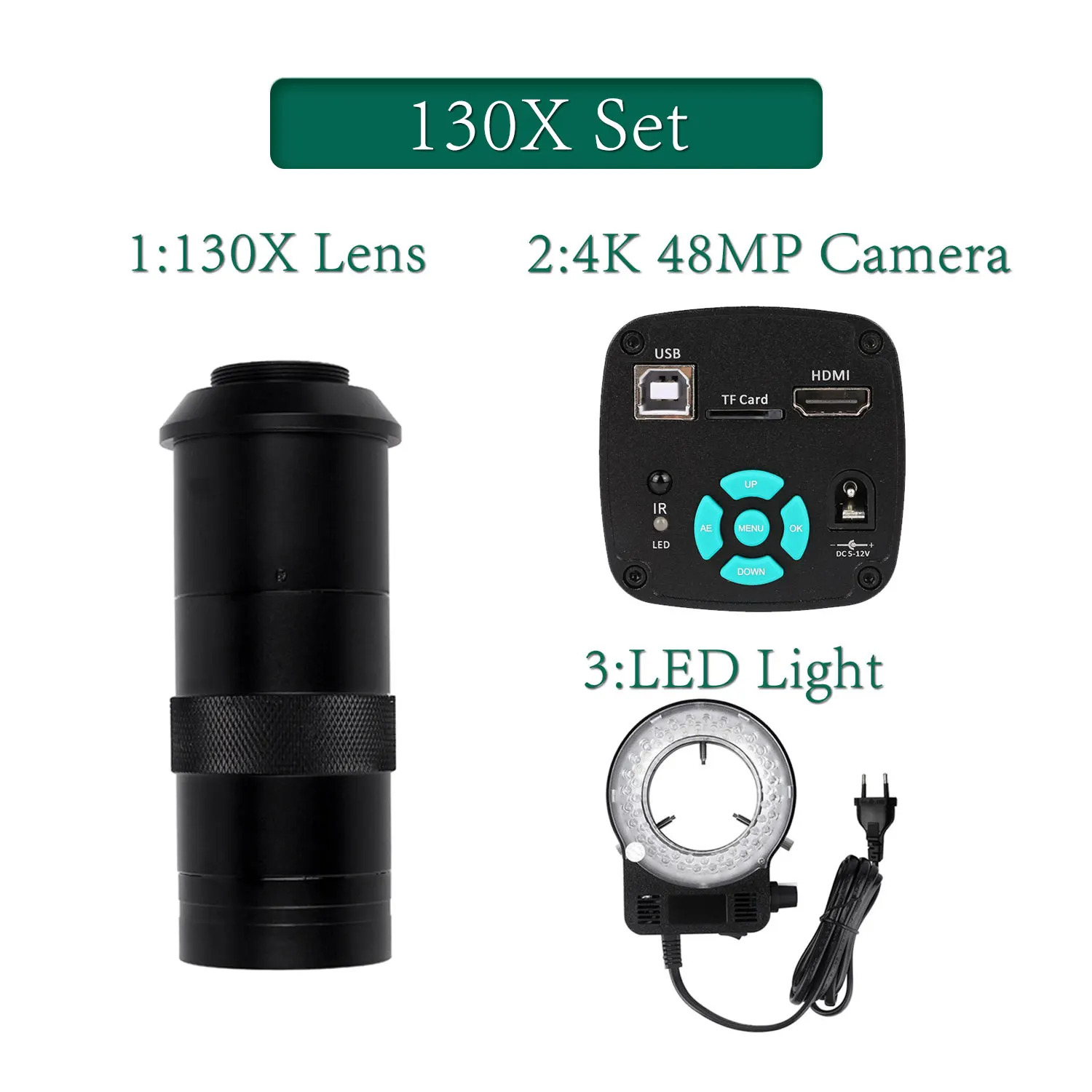 YIZHAN 4K Elektronisches Digitalmikroskop-Kamera-Set 48MP HDMI USB 180X Objektiv für Handy- und PCB-Reparatur mit Fernbedienung und Computersoftware