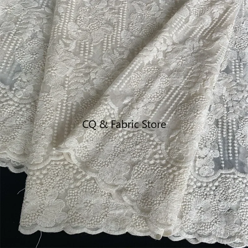 Small Floral Embroidery Mesh Lace Fabric DIY Children's and Women's Clothing Formal Dress Fabric Tablecloth Decoration