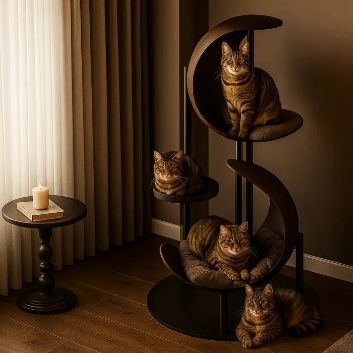 

Premium Human-Cat Living: Solid Wood Integrated Climbing Frame & Heated Retreat - Washable Designer Pet Furniture