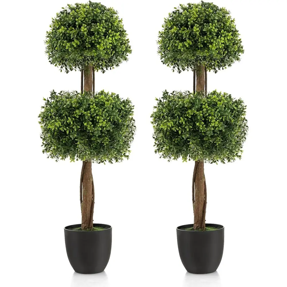 

40 искусственных шаровидных кустов из самшита, 2 штуки в упаковке, с горшками, устойчивые к УФ-излучению, вечнозеленые, для декора внутри и снаружи помещений