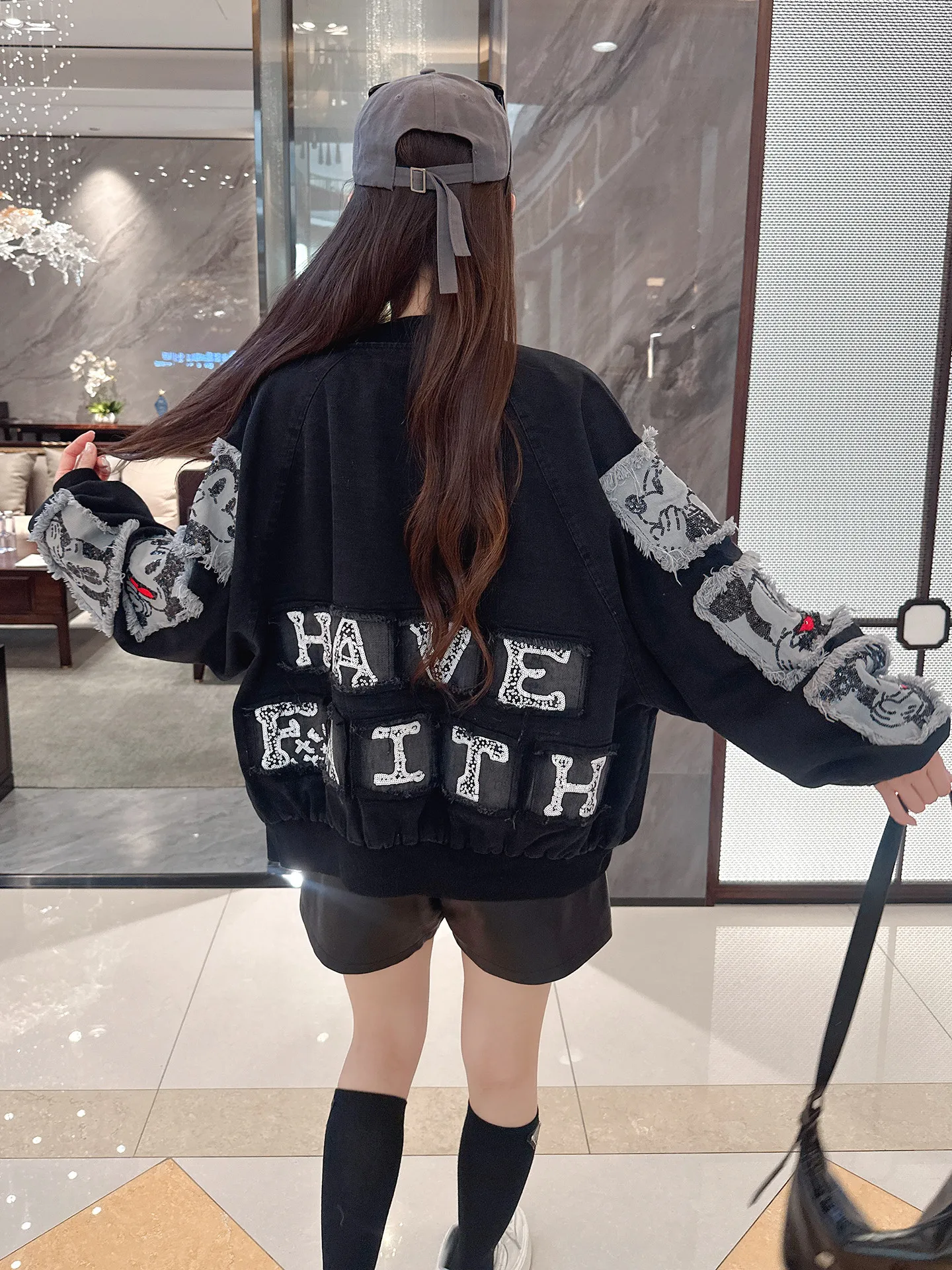 

Bla Baseball Jaet Women's Loose Oversize Spring Autumn New Sle 2025 Retro Heavy Embroidery Couple's Jaet Casual Sle...