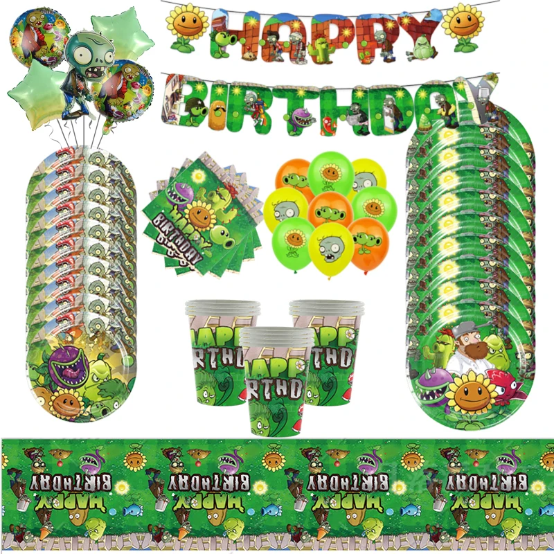 Cute Cartoon Plants V.S. Zombies game Series Balloon Set Children's Birthday Toy Decoration Aluminum Balloon Party Supplies