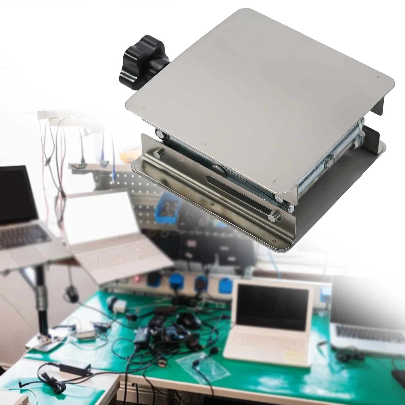Tavolo di sollevamento regolabile Piastra da laboratorio in acciaio inossidabile Lavorazione del legno Laboratorio Supporto manuale Piattaforma Tavolo da banco da lavoro per router