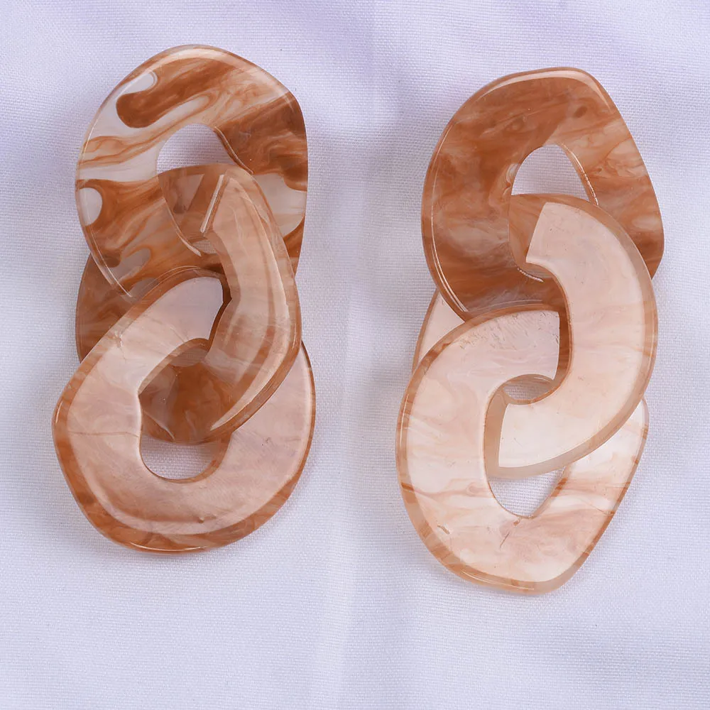 Atmospheric fashion acetic acid chain buckle earrings, Japanese and Korean trend marble pattern earrings, girls