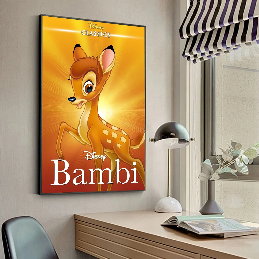 1PC Disney Bambi Poster Stickers Art Wall Murals Decor Game Room Decor Gifts Kawaii HD Painting Cat Cars