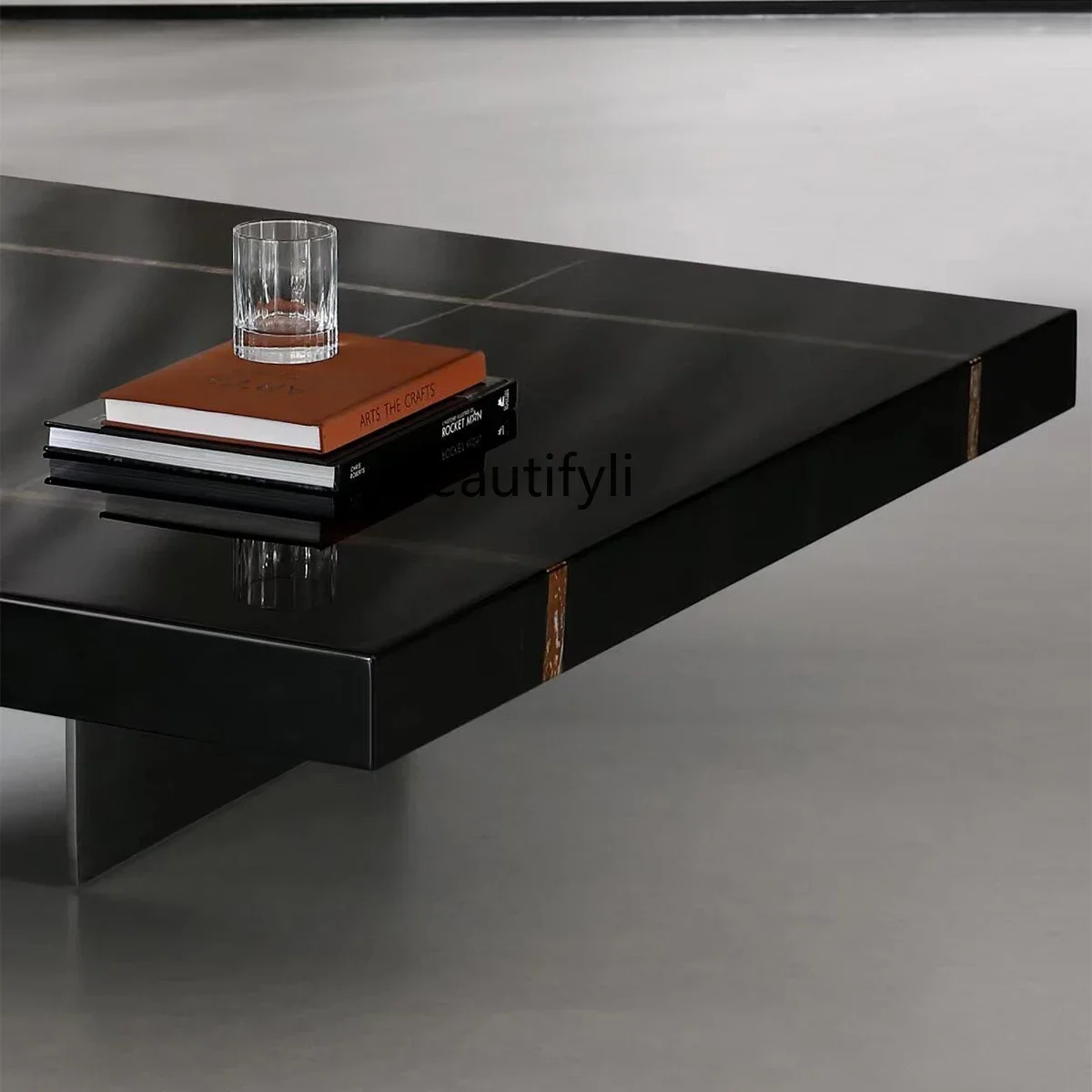 

xzLuxury stone coffee table Italian light luxury living room home modern simple suspended marble coffee table