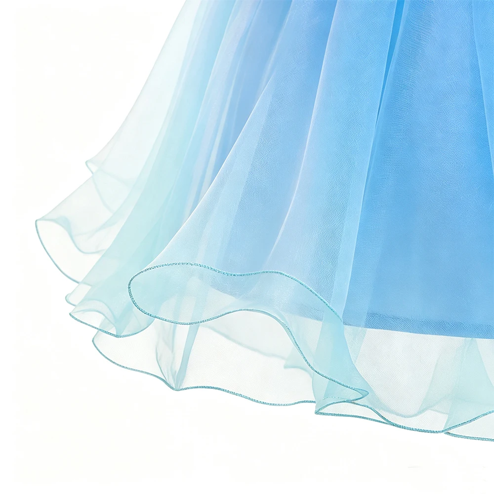 Märchenhaftes Glasstieferl-Kleid für Kinder, Cinderella Geburtstagskleid, Sommerliches Spitzenprinzessinnenkleid mit Puffrock für Halloween, Karneval, Party und Cosplay – Detail 6