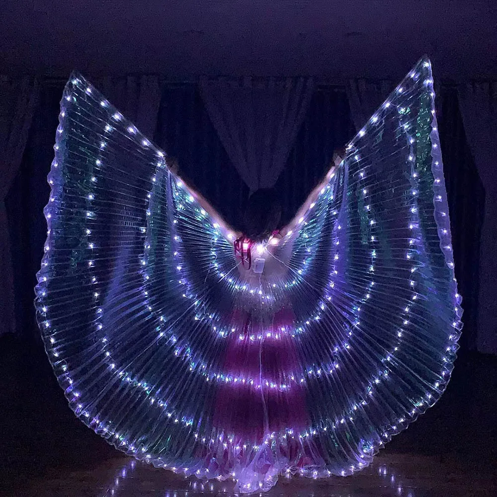 New White Blue Led Isis Wings Belly Dance Accessories Stage Performance Props Club Belly Dance Light Up Show Costume