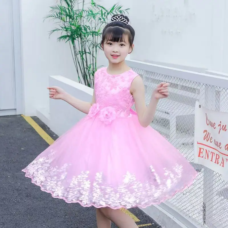 Girls' Dress 2026 Summer New Girl Cute Sweet Princess Dress Elegant Girls' Performance Dress