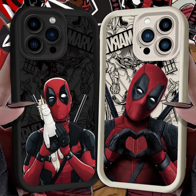 Heart Marvel Deadpool Phone Case for iPhone 16 15 14 13 12 11 Pro Max XS X XR 8 7 6S Plus SE 2020 Shockproof Soft Silicone Cover