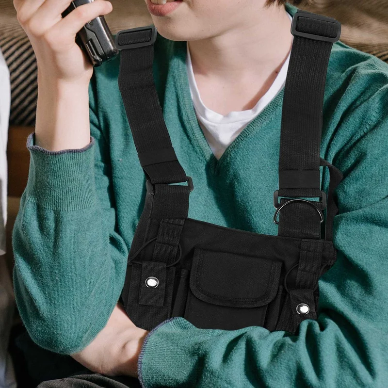 FULL-Radios Pocket Radio Chest Harness Chest Front Pack Pouch Holster Vest Rig Carry Case For 2 Way Radio Walkie Talkie For Baof