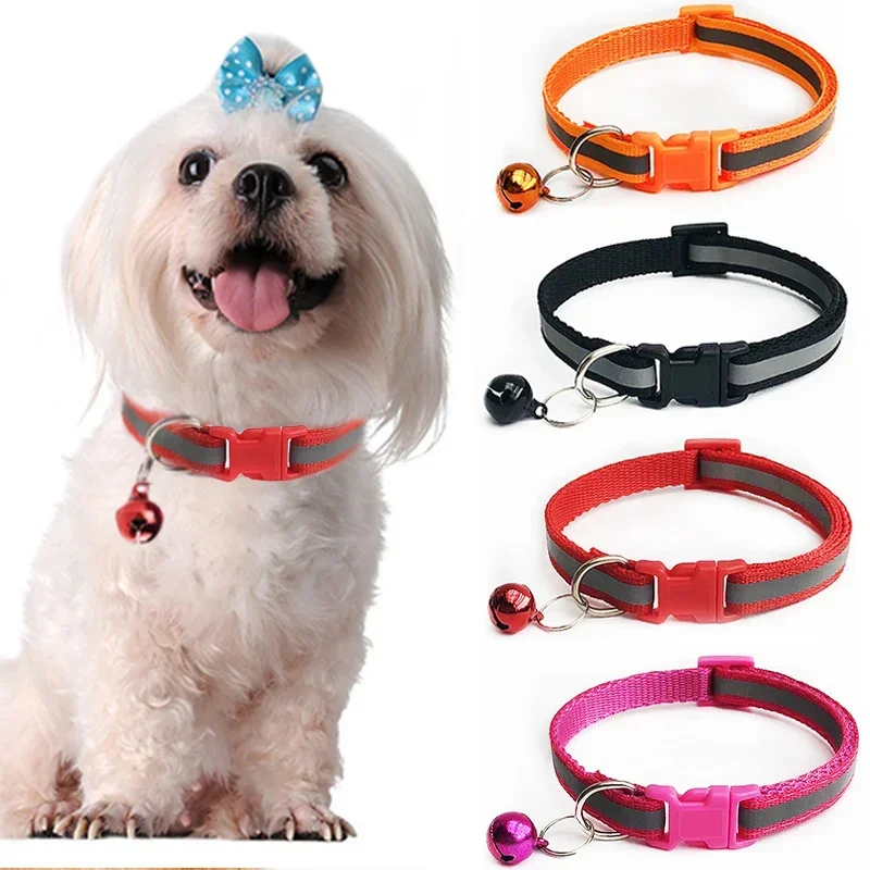 

New Colors Reflective Breakaway Cat Collar Neck Ring Necklace Bell Pet Products Safety Elastic Adjustable With Soft Material 1PC