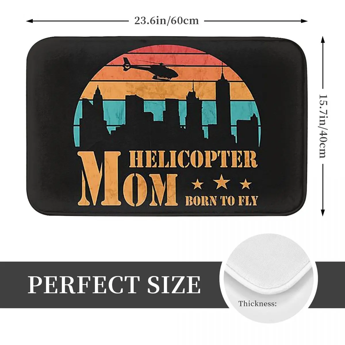 Helicopter Mom Born To Fly Vintage Sunset Doormat Anti-skid Bath Mats Home Entrance Rugs Kitchen Living Room Carpet Footpad