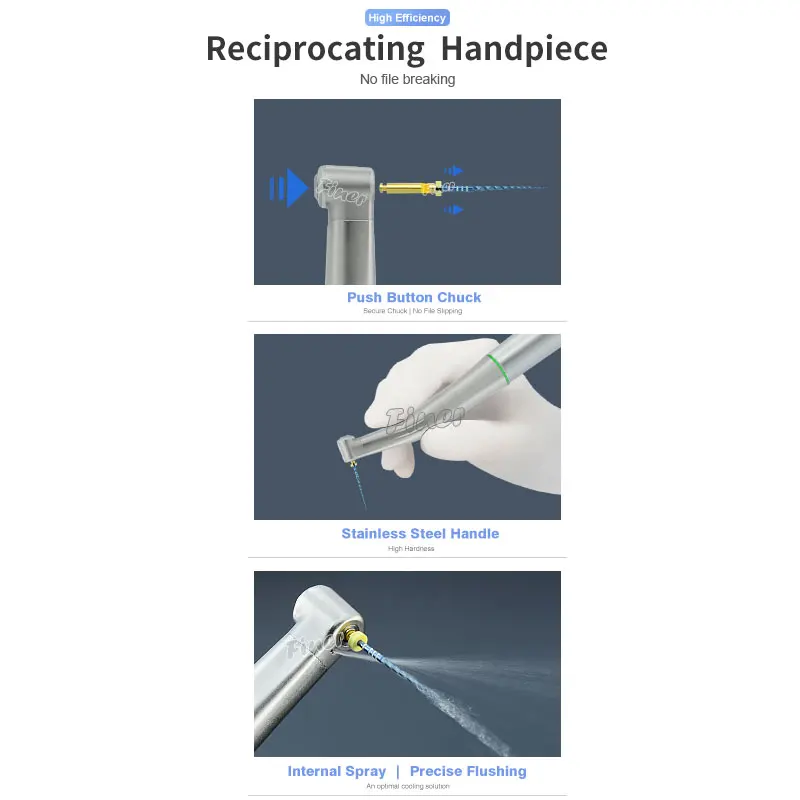 Dental Reciprocating Endo Handpiece Fiber Optic 10:1 Reduction Endodontic Contra Angle for Engine File Root Canal Treatment