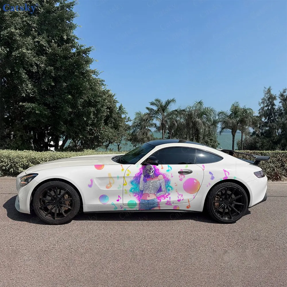 Colorful Soul & Music Dance , 2pcs, Durable, Fade-resistant, Enhance Vehicle Aesthetics With Bold Artistic Design Car Vinyl Wrap