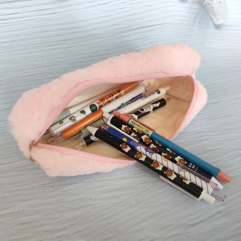 

Cute Plush Pencil Bag Girls Kawaii Stationery Large Capacity Ballpoint Pen Box Cosmetic Pouch Storage Case
