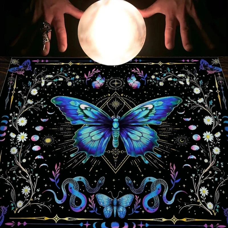 Tarots Tablecloth Butterfly Flower Astrologys Altars Cloth Divinations Cards Table Cloth Tapestry Witchcrafts Supplies