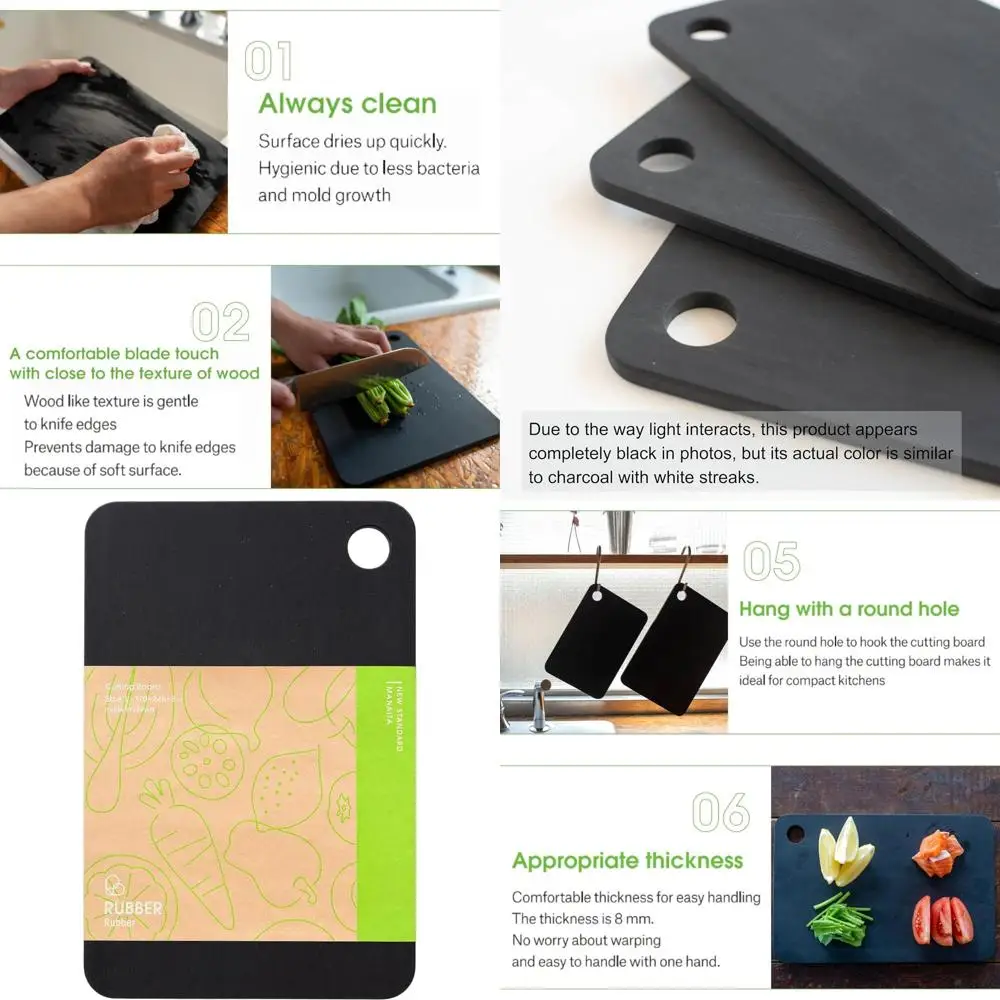 

Large Black Synthetic Rubber Cutting Board, Japanese Made, 14.6x9.6x0.3 inches (NBD003)