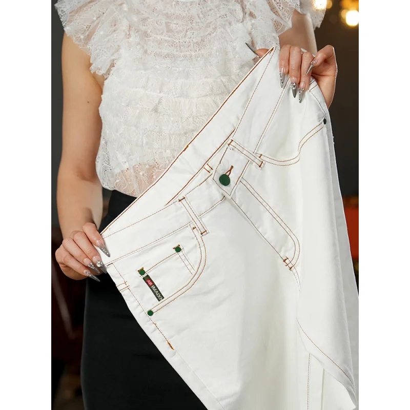 2025年夏新作 メンズ ホワイトジーンズ ライトラグジュアリー ハイエンド ビジネス カジュアル 多機能 ストレッチ スリムフィット 細身パンツ