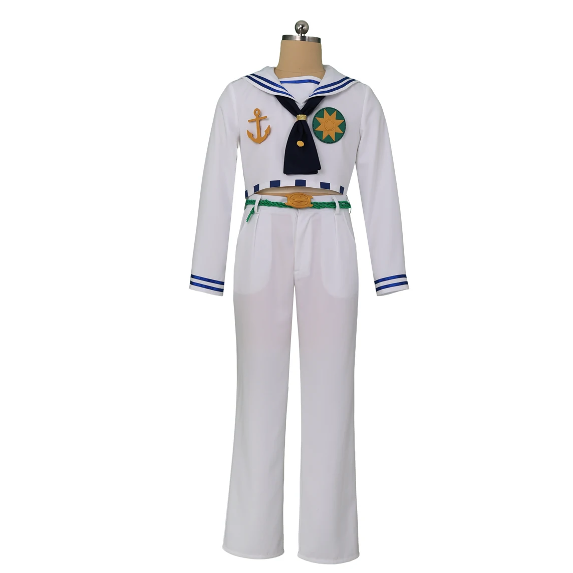 Anime Higashikata Josuke Cosplay Costume Mens Suit White Army Uniform Coat Pants Belt Hat Tie Halloween Christmas Outfit view 6