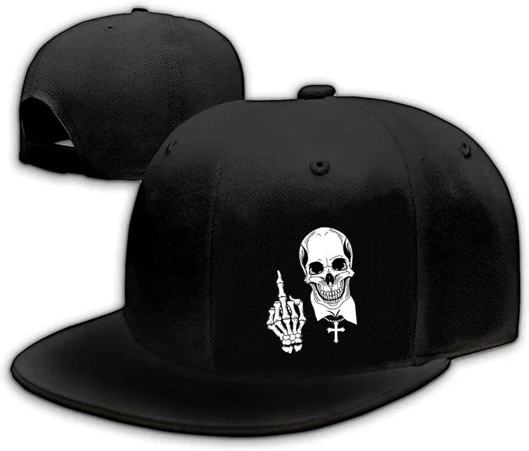 Skull Hat Flat Bill Hats for Men Boys Skeleton Cap USA American Flag Black Mens Snapback Hats Flat Brim Snap Backpack